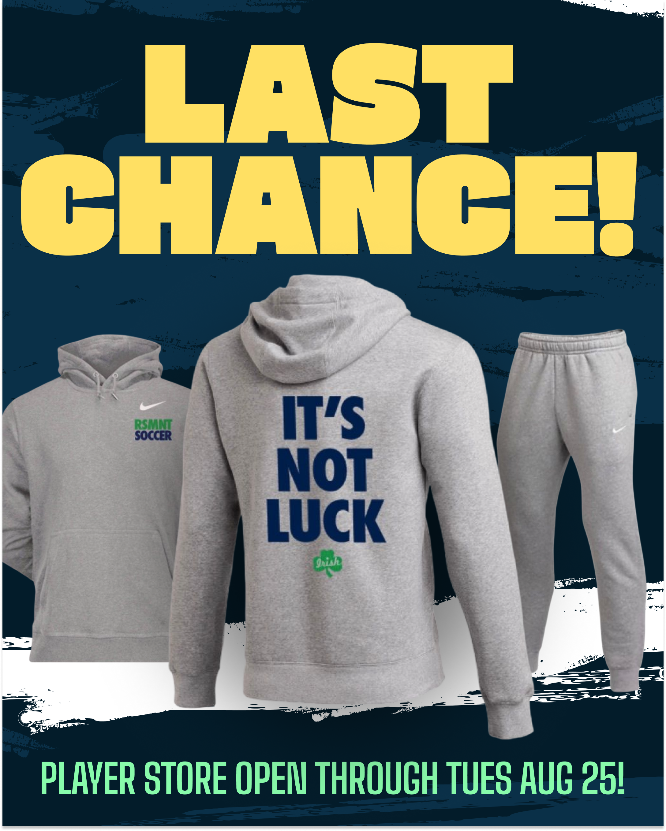 Rosemount player apparel featuring hoodies and sweatpants